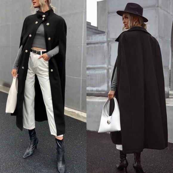 Jackets & Blazers - Black Cape Coat